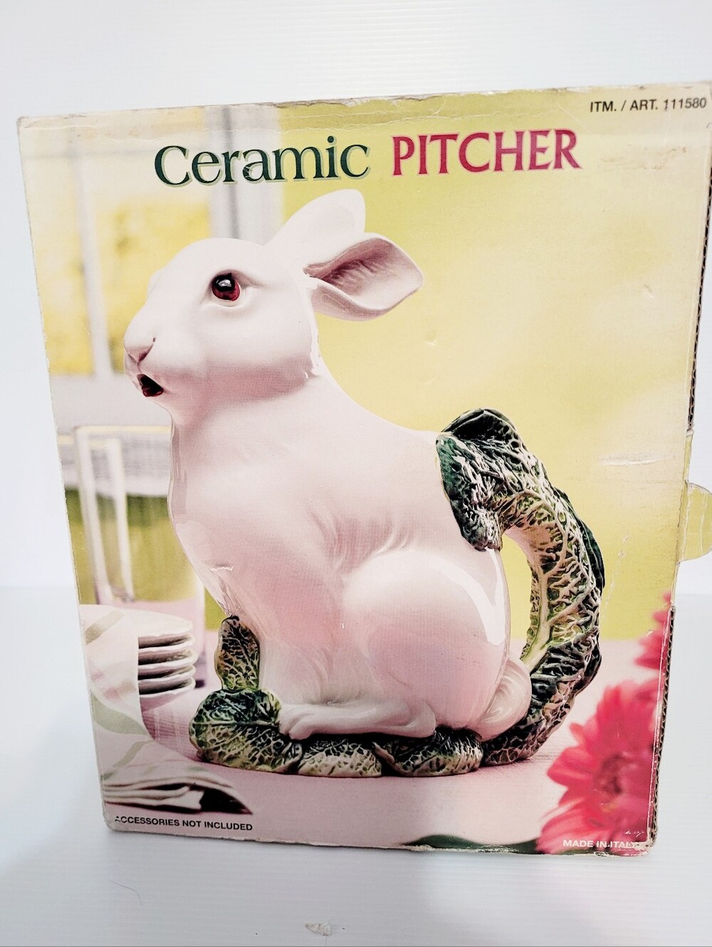Rabbit Ceramic Pitcher Pizzato Italy Handmade White Bunny With Original Box